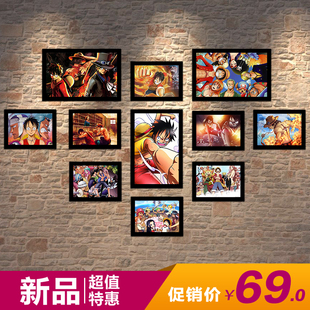 房间装饰画 画卧室火影忍者挂画 画海贼王海报壁画 画动漫饭厅网