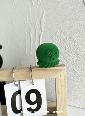 EAT MOON迷你小章鱼绿色植绒戒指盒趣味少女礼物可爱项链盒ins韩
