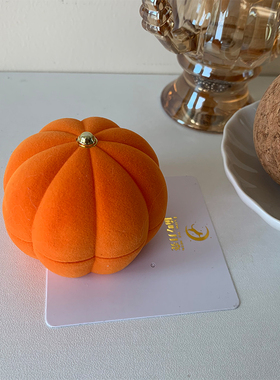 可爱の小南瓜奶甜毛茸茸可爱丝绒首饰戒指项链耳钉盒ins韩风送人