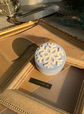 EAT MOON雪花可爱奶甜植绒天鹅绒蓝色粉色复古首饰盒耳钉盒戒指盒