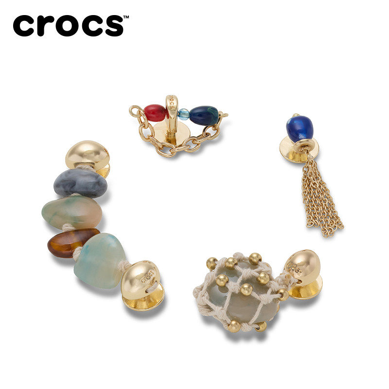 Crocs卡骆驰智必星配件洞洞鞋花质感潮流系列质感金属石坠五件套