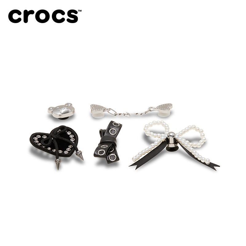 檀健次同款Crocs卡骆驰智必星配件洞洞鞋花质感朋克黑银五件套