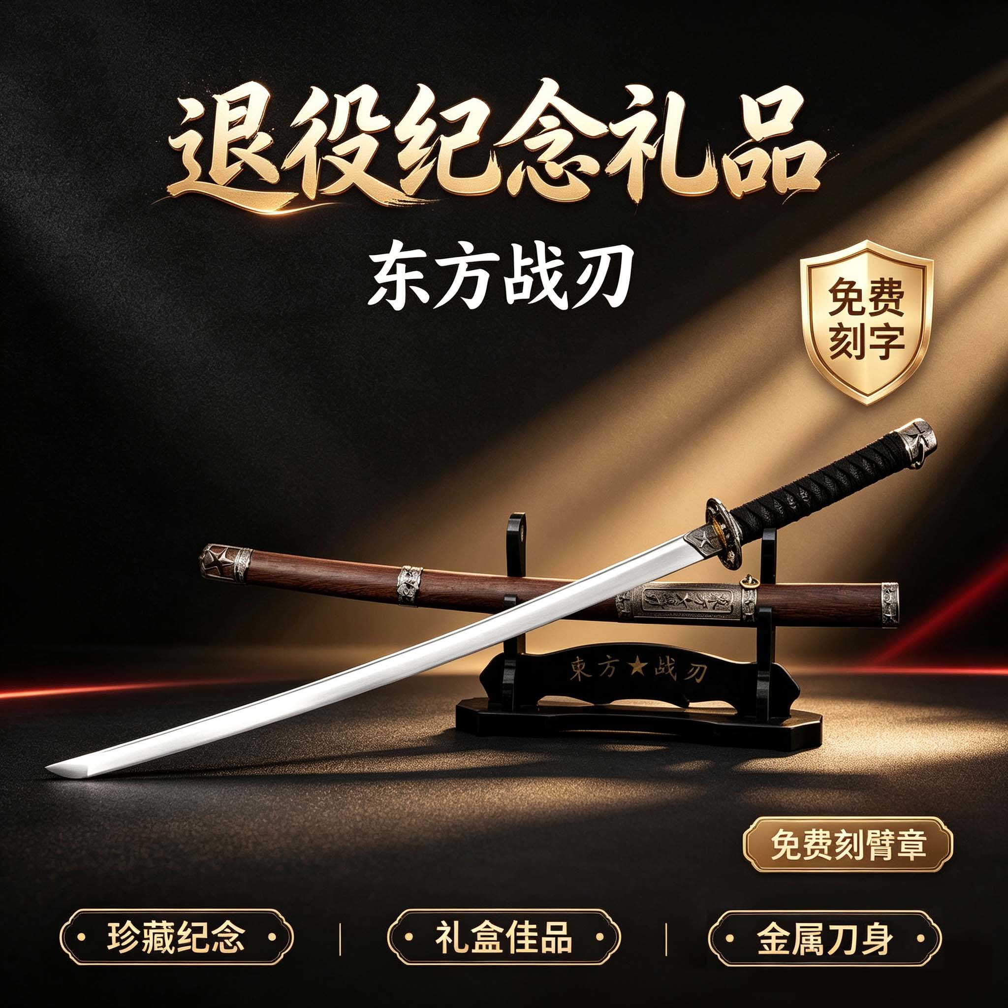 龙泉戎归战剑 刀退伍一体锻打短款合金户外防身刀影视刀具未开刃