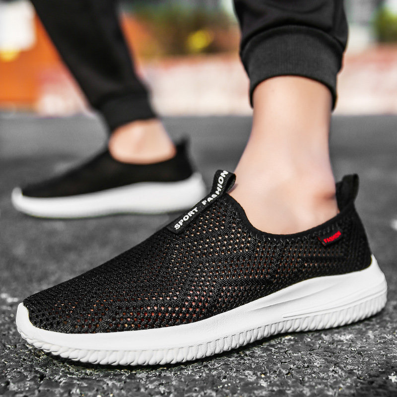 夏季大孔网眼运动鞋休闲单层网鞋防臭透气全网布鞋无鞋带网面男鞋