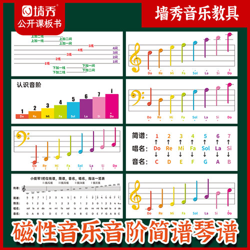磁性音乐音阶五线四格琴谱磁贴