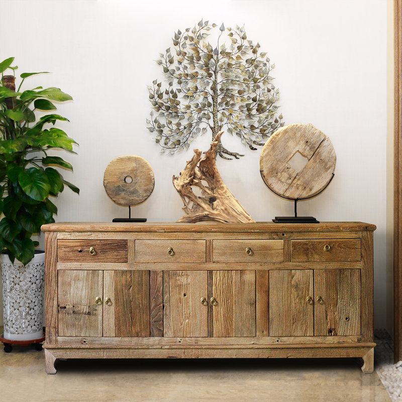 老榆木门板餐边柜简约玄关储物柜