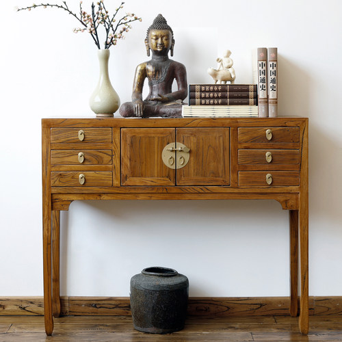 老榆木玄关桌实木玄关柜复古做旧