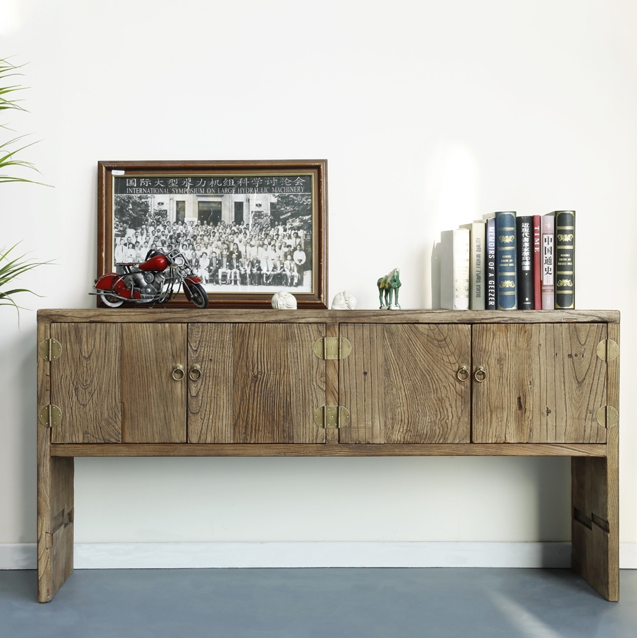 老榆木自然风化玄关桌原木家具