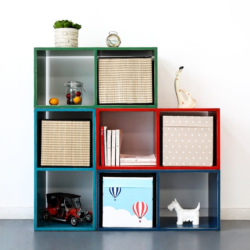 实木书架落地家具创意方格子边几自由组合儿童简易收纳展示置物柜