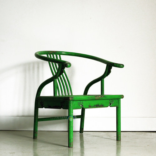 新中式实木做旧休闲圈椅榆木椅子