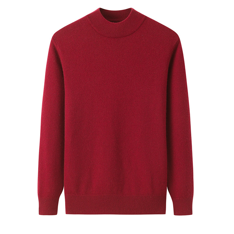 羊绒衫男半高领红色套头毛衣秋冬保暖打底衫修身保暖商务休闲百搭,男装,羊绒套衫,淘宝优惠券,粉丝福利购,淘宝优惠卷
