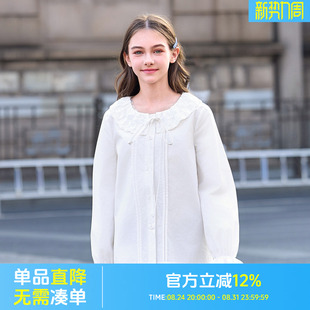 女款白衬衫2026新款女士春装漂亮娃娃领衬衣长袖纯棉早春内搭上衣