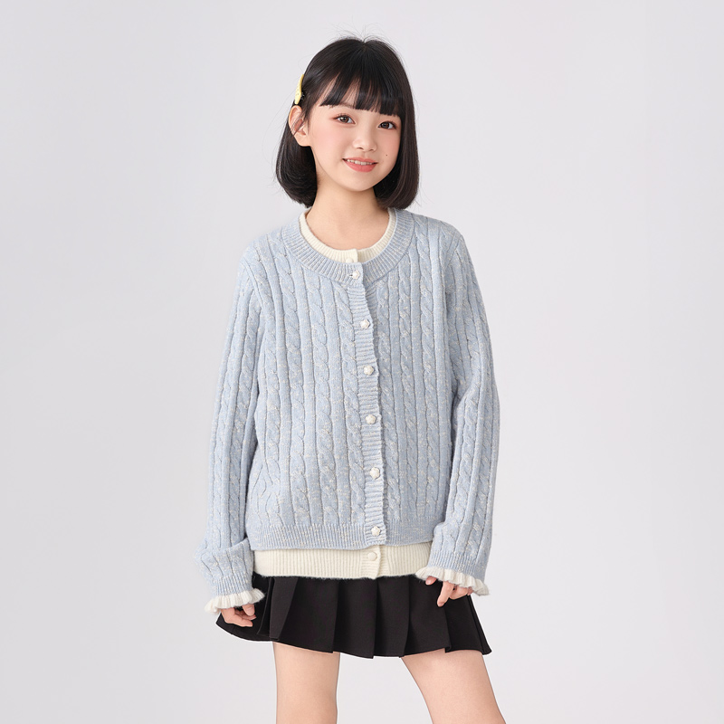 女童针织开衫2025新款儿童洋气秋装女大童超好看韩系春秋毛衣外套