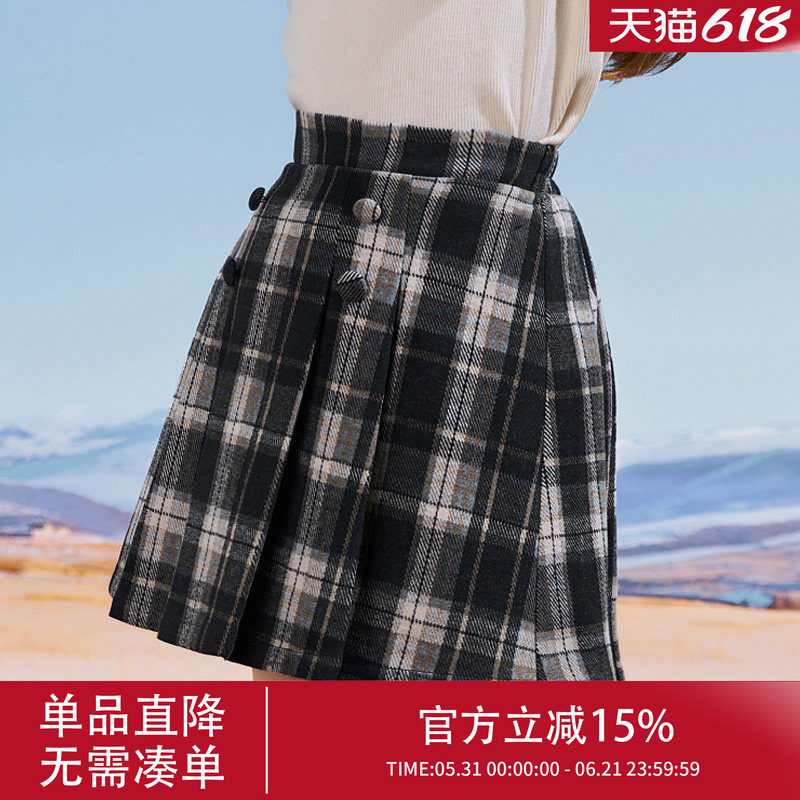 女大童百褶裙2026冬季新款黑白格子短裙中大童学院风复古洋气裙子