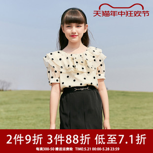 洋气夏装 2024新款 儿童小衫 法式 女童衬衫 衬衣夏款 大童衬衣童装 短袖