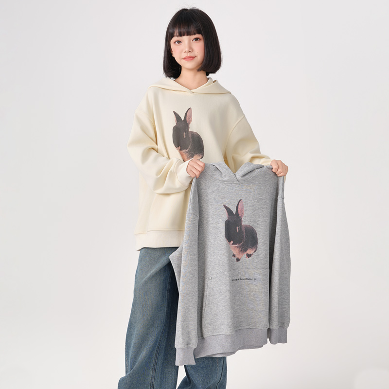 女童春秋款连帽兔子卫衣