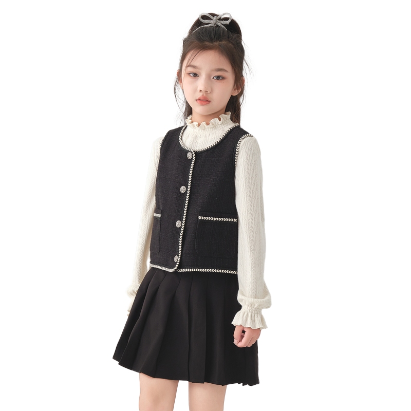 女童马甲2025新款春款小香风短款上衣外套女大童洋气时髦外搭新品