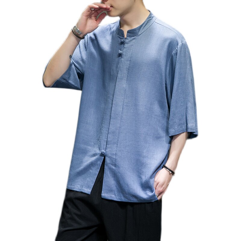 风t恤半袖盘扣休闲纯色潮流夏季T016-P60,男装T恤,星座815-1（原A203A）