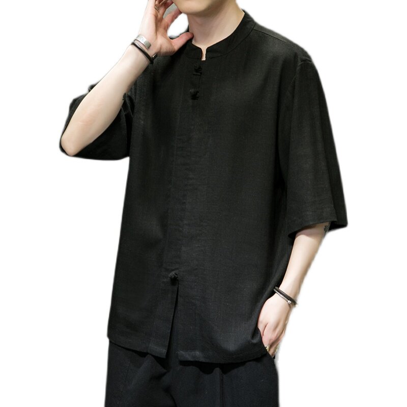 风t恤半袖盘扣休闲纯色潮流夏季T016-P60,男装T恤,星座815-1（原A203A）