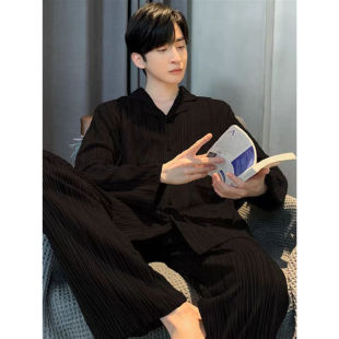 新品 纯棉长袖 睡衣男春秋季 青年秋冬天家居服可外穿 男士 加大码