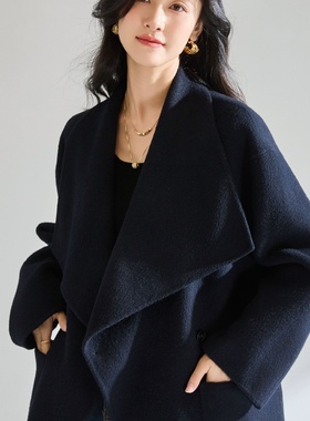 25冬季简约气质大翻领羊毛双面呢大衣级感通勤毛呢外套25641