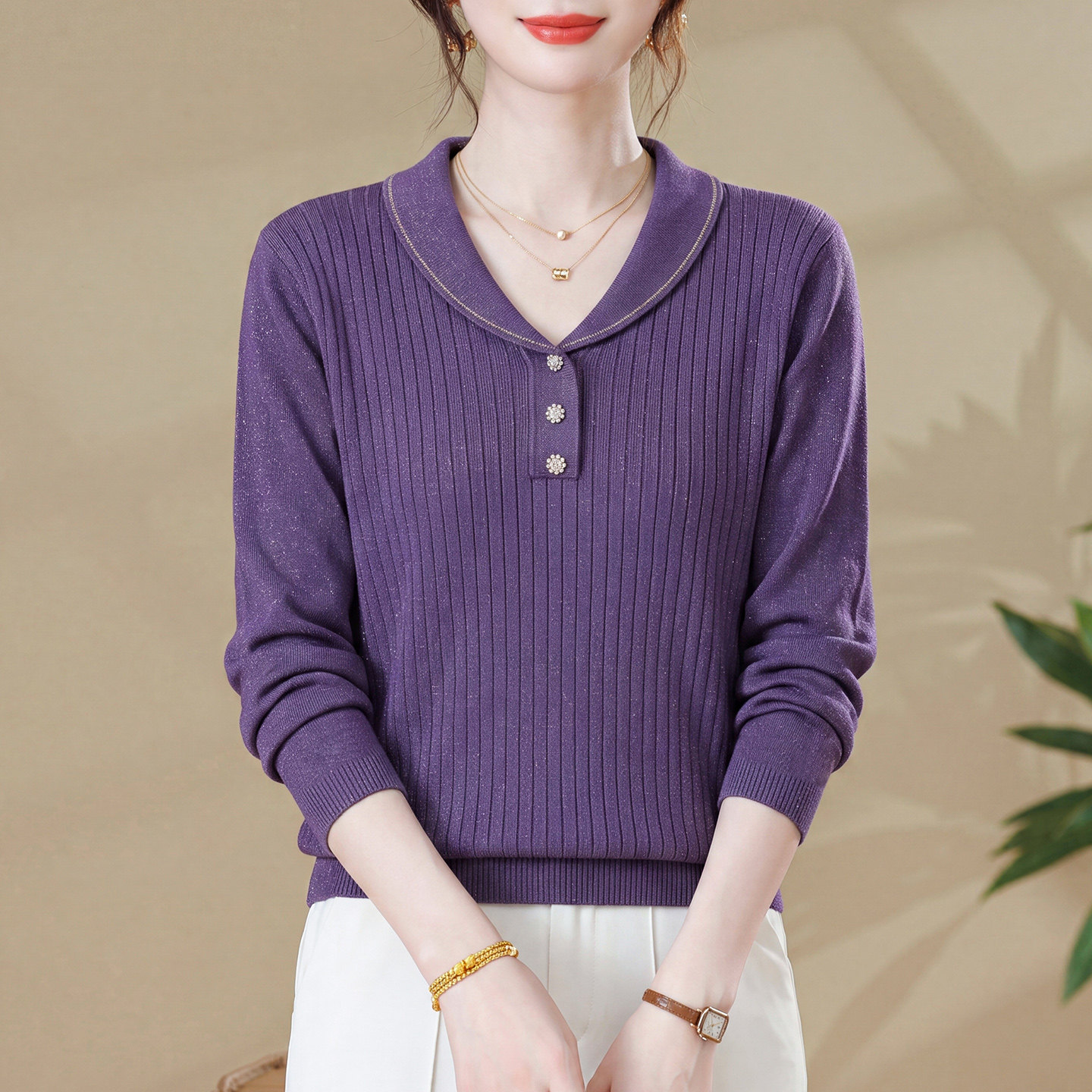 秋冬新款时尚羊毛针织打底衫女装