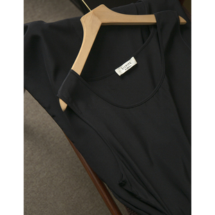 丝艺 双绉真丝花罗背心裙女100%桑蚕丝提花小黑裙圆领无袖连衣裙