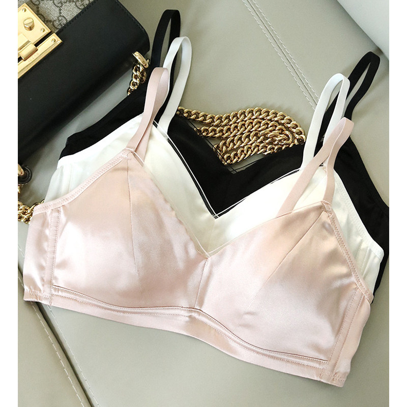丝艺里外100%桑蚕丝真丝文胸缎面无钢圈法式光面薄款聚拢内衣胸罩,女士内衣/男士内衣/家居服,文胸,淘宝优惠券,粉丝福利购,淘宝优惠卷