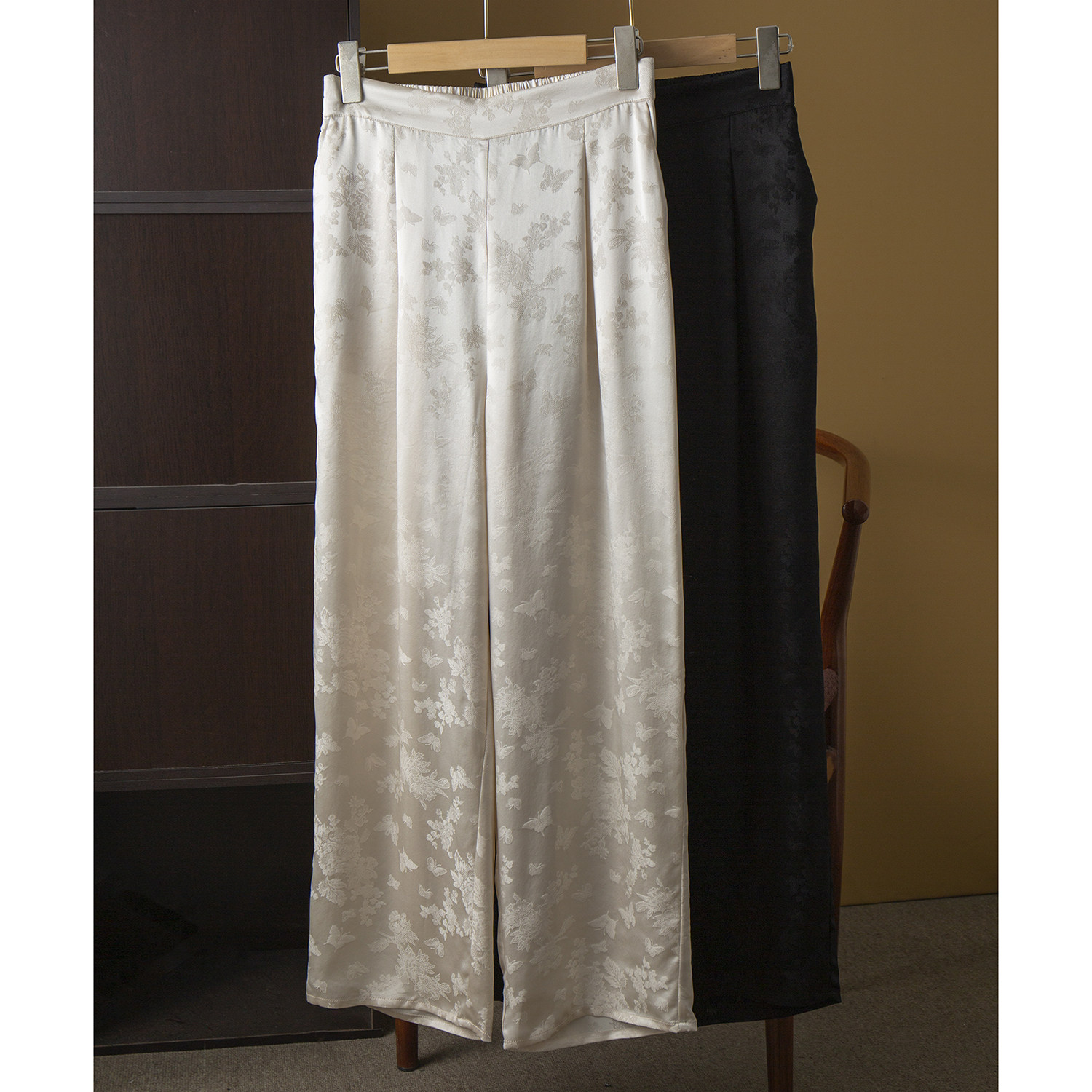 丝艺 100%桑蚕丝提花阔腿长裤女真丝花罗休闲裤显瘦新中式直筒裤,女装/女士精品,休闲裤,淘宝优惠券,粉丝福利购,淘宝优惠卷