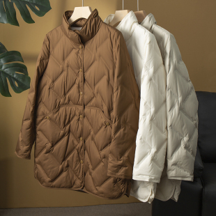 亏清 压胶羽绒服保暖鹅绒服冬 波兰进口科鲁达95%白鹅绒立领轻薄款