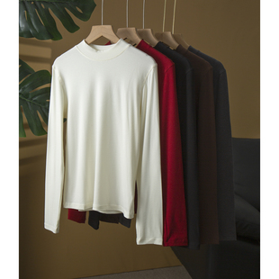 丝艺东洋纺致绸灵芝山羊绒抗菌自发热细腻亲肤半高领薄绒打底上衣