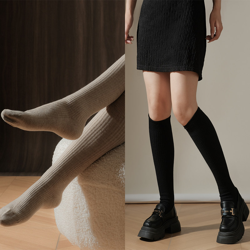 绵羊毛发热竖条纹显瘦小腿袜保暖袜女士中筒及膝袜堆堆袜,女士内衣/男士内衣/家居服,长筒袜,淘宝优惠券,粉丝福利购,淘宝优惠卷