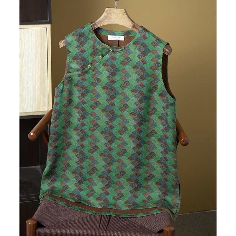 丝艺 祥云提花真丝香云纱绞罗长款无袖背心女100%桑蚕丝斜襟上衣,女装/女士精品,真丝上装,淘宝优惠券,粉丝福利购,淘宝优惠卷