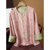 提花茶服外套女挽袖 全罗真丝绞萝桑蚕丝国风开衫 上衣 双面穿 丝艺