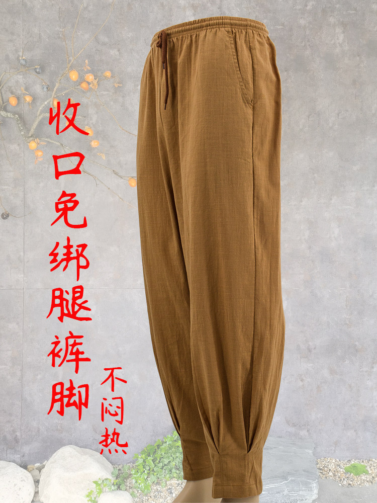SUMMER THIN CROPPED SHORT SLEEVE LEGGING-FREE SHORT GOWN MONK COAT SET MONK COTTON LINEN MONK DRESS