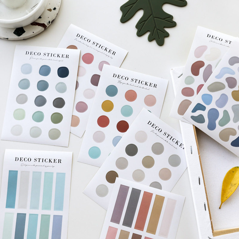 韩国ins风圆点贴纸美学清新 手账周边基础素材莫兰迪色封口照片贴