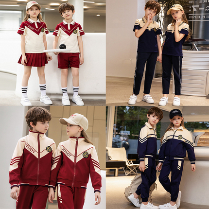 幼儿园园服春夏季中小学生校服毕业照班服儿童棉运动会服表演套装