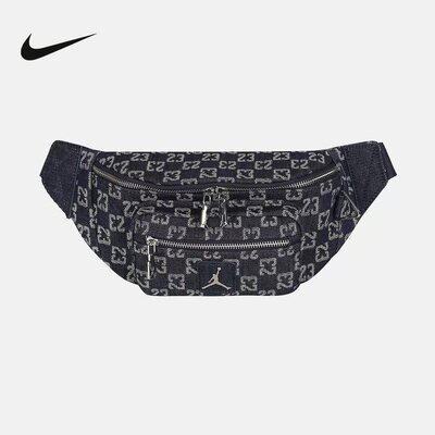 NIKE耐克男女包JORDAN牛仔布旅行包手机包运动休闲腰包IZ8439-455