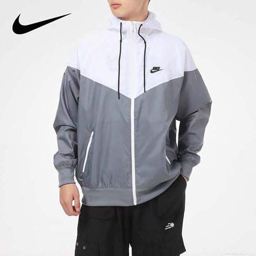 Nike耐克外套男装秋新款运动休闲宽松拼接梭织连帽夹克DA0002-