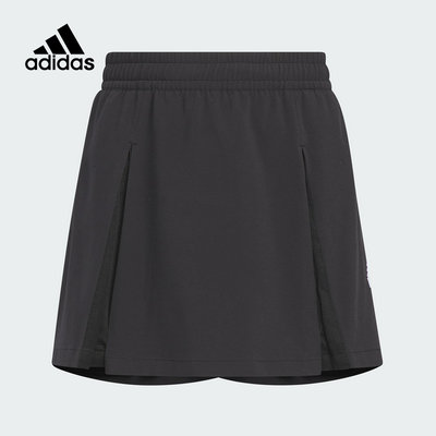 阿迪达斯adidas童装2024夏女大小童速干透气运动裙裤短裙IT1766