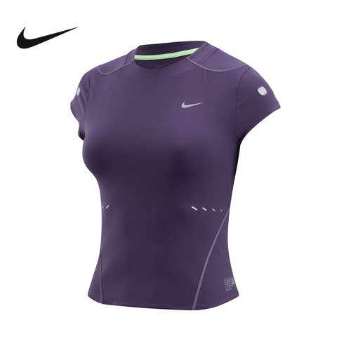 NIKE耐克Dri-FIT ADV女子速干跑步上衣反光短袖针织衫 IR7590-573