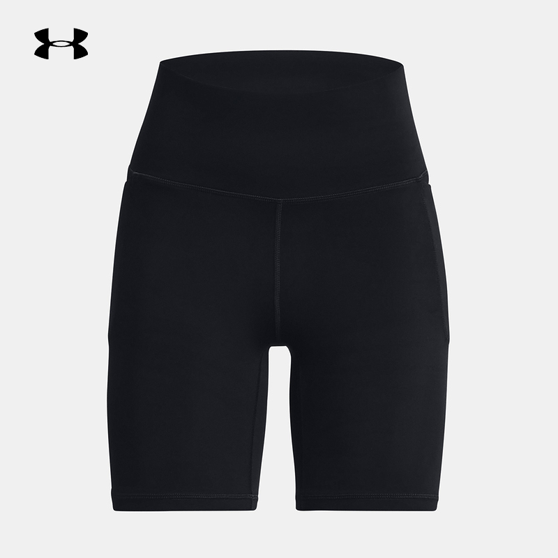 安德玛UA新款女子高腰提臀单车紧身瑜伽健身训练运动短裤1382521