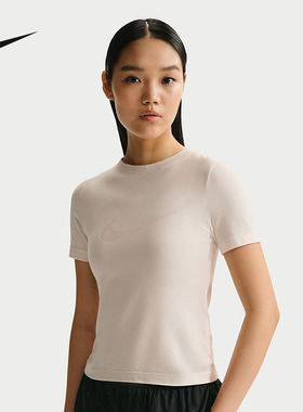 NIKE耐克女装T恤短T粉色夏季新款露腰运动休闲短袖T恤IO1517-103