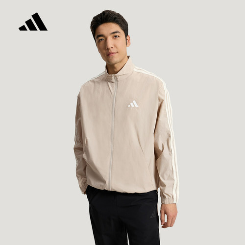 adidas阿迪达斯三条纹早春薄外套男TRACK TOP简约梭织夹克 KR2521