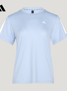adidas阿迪达斯2026夏女三条纹圆领速干运动短袖T恤健身服 KU8747
