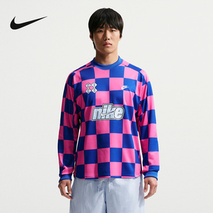 NIKE耐克夏季新款男子棋盘格宽松提花运动长袖针织球衣II4368-480