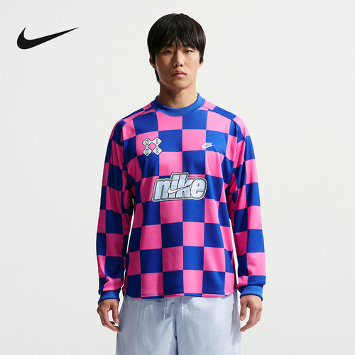 NIKE耐克夏季新款男子棋盘格宽松提花运动长袖针织球衣II4368-480