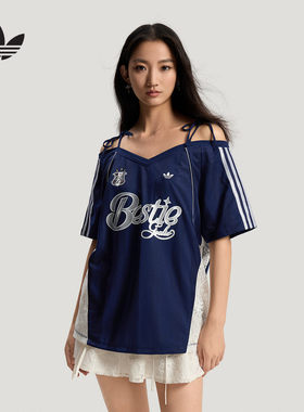 adidas阿迪达斯三叶草2026夏女球衣风露肩短袖T恤时尚上衣 KU4