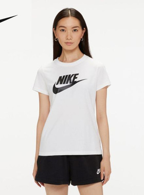 NIKE耐克短袖针织衫女运动半袖休闲透气圆领T恤打底衫DV6095-1