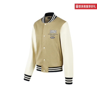 棒球服针织外套P423W040 01EW 女复古时尚 SKECHERS斯凯奇2025春季